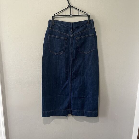 J. Crew Denim Midi Skirt Womens 26 Front Slit Pencil Blue Rinse Wash Classic - Picture 2 of 7